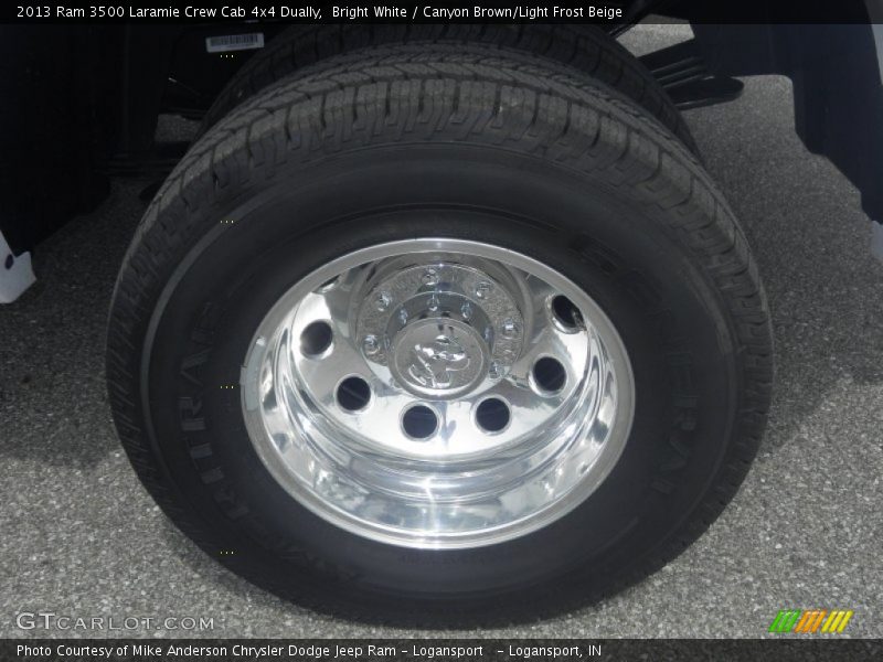 Bright White / Canyon Brown/Light Frost Beige 2013 Ram 3500 Laramie Crew Cab 4x4 Dually
