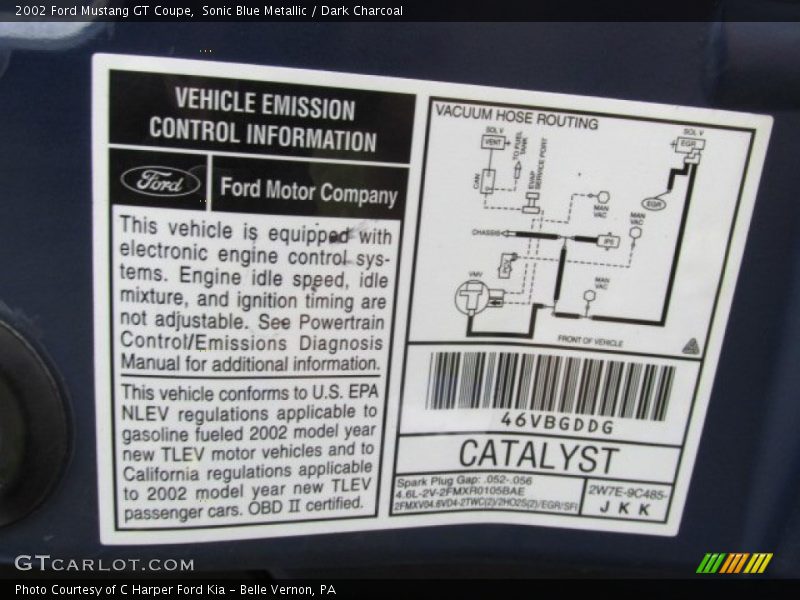 Sonic Blue Metallic / Dark Charcoal 2002 Ford Mustang GT Coupe