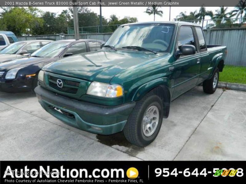 Jewel Green Metallic / Medium Graphite 2001 Mazda B-Series Truck B3000 Dual Sport Cab Plus