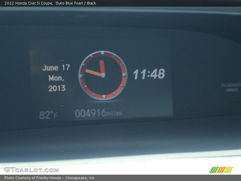 Dyno Blue Pearl / Black 2012 Honda Civic Si Coupe