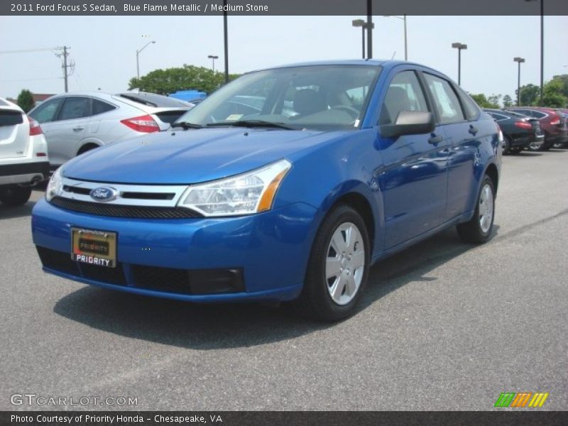 Blue Flame Metallic / Medium Stone 2011 Ford Focus S Sedan