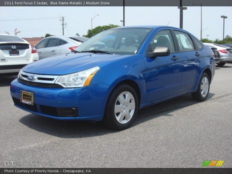 Blue Flame Metallic / Medium Stone 2011 Ford Focus S Sedan