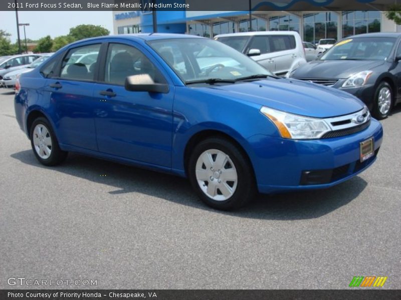 Blue Flame Metallic / Medium Stone 2011 Ford Focus S Sedan