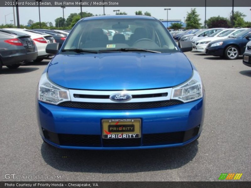 Blue Flame Metallic / Medium Stone 2011 Ford Focus S Sedan