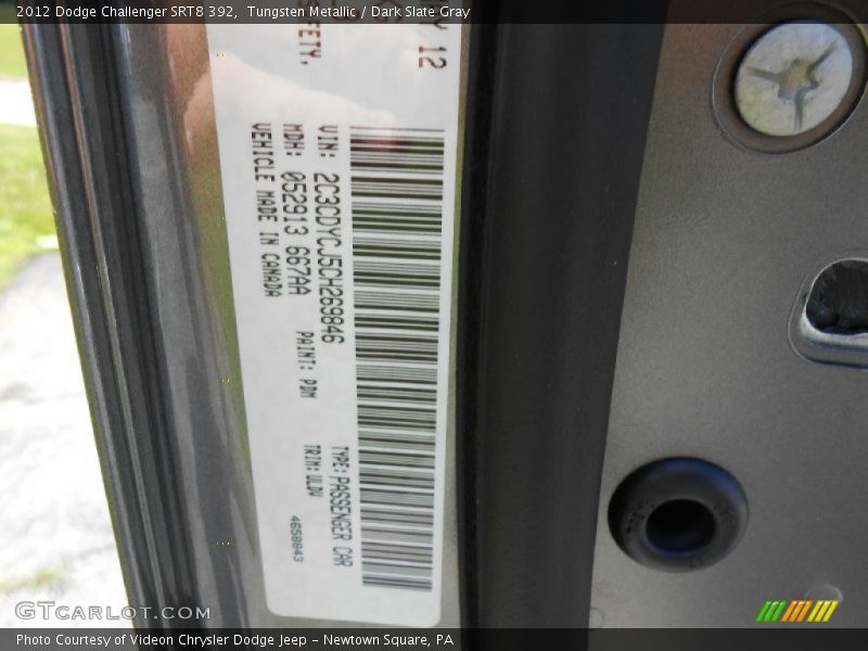 Tungsten Metallic / Dark Slate Gray 2012 Dodge Challenger SRT8 392
