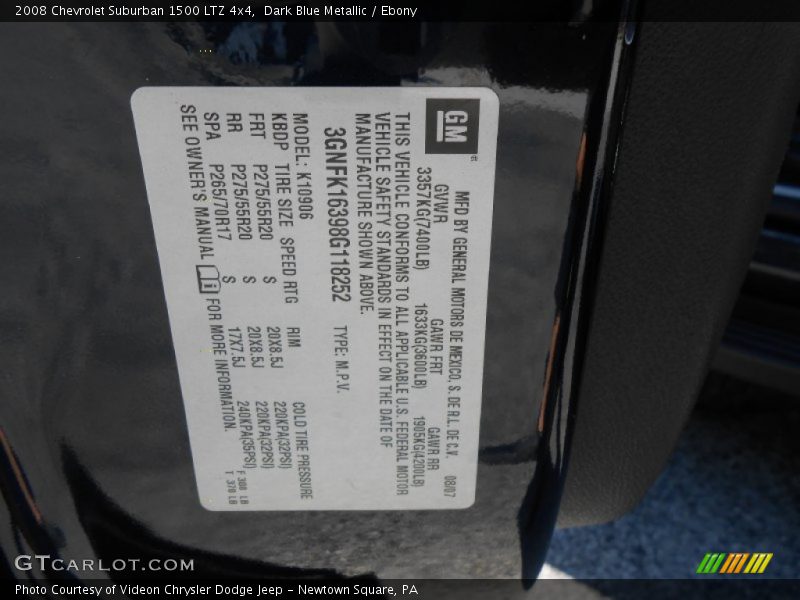 Dark Blue Metallic / Ebony 2008 Chevrolet Suburban 1500 LTZ 4x4