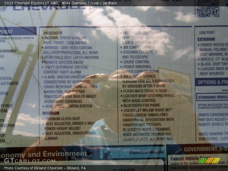 White Diamond Tricoat / Jet Black 2013 Chevrolet Equinox LT AWD