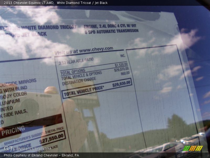 White Diamond Tricoat / Jet Black 2013 Chevrolet Equinox LT AWD
