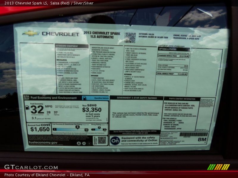 Salsa (Red) / Silver/Silver 2013 Chevrolet Spark LS