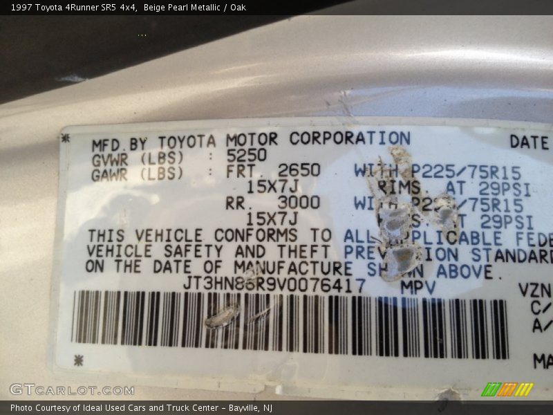 Beige Pearl Metallic / Oak 1997 Toyota 4Runner SR5 4x4