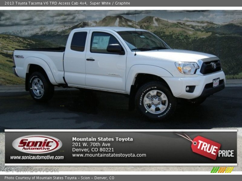 Super White / Graphite 2013 Toyota Tacoma V6 TRD Access Cab 4x4