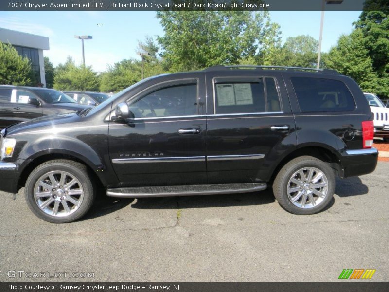 Brilliant Black Crystal Pearl / Dark Khaki/Light Graystone 2007 Chrysler Aspen Limited HEMI