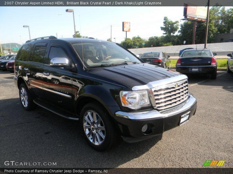 Brilliant Black Crystal Pearl / Dark Khaki/Light Graystone 2007 Chrysler Aspen Limited HEMI