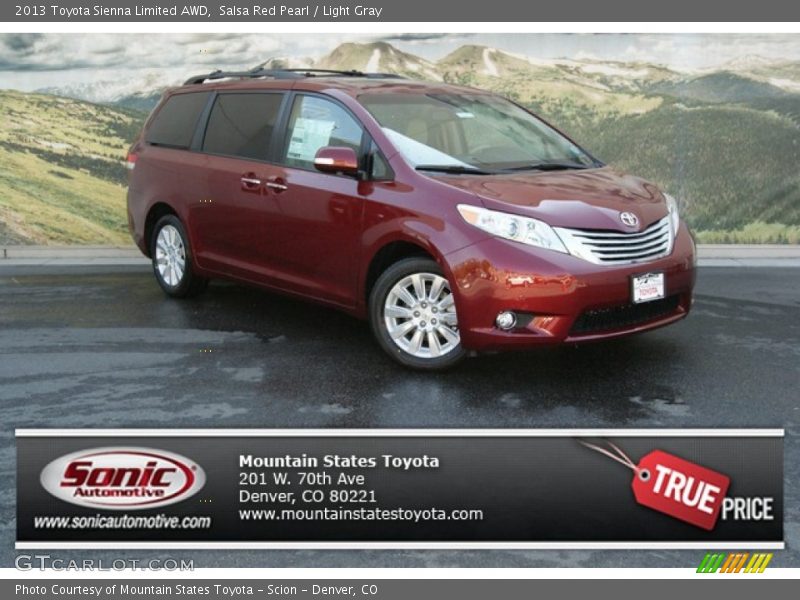 Salsa Red Pearl / Light Gray 2013 Toyota Sienna Limited AWD