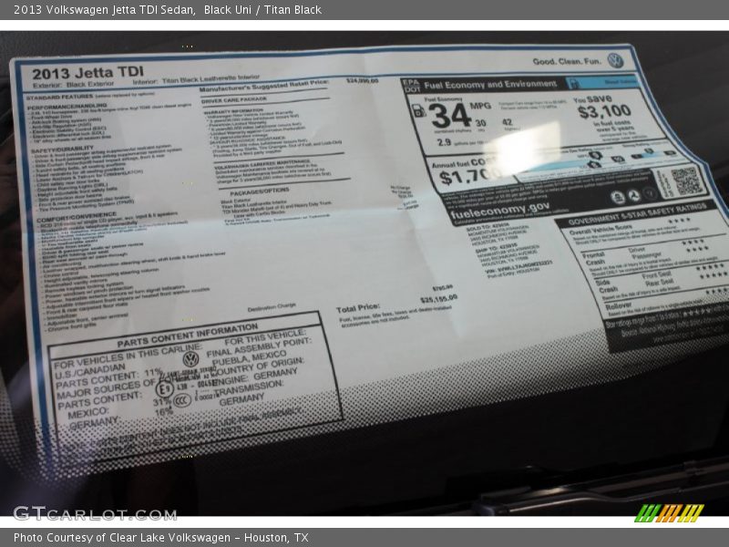 Black Uni / Titan Black 2013 Volkswagen Jetta TDI Sedan