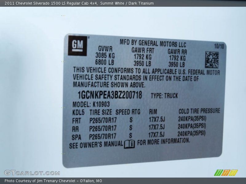 Summit White / Dark Titanium 2011 Chevrolet Silverado 1500 LS Regular Cab 4x4