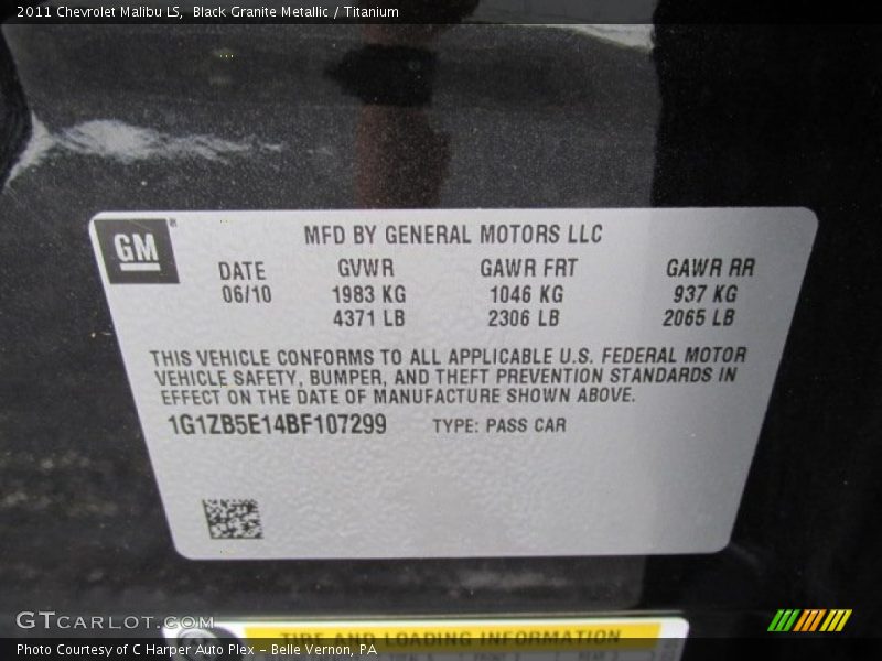 Black Granite Metallic / Titanium 2011 Chevrolet Malibu LS