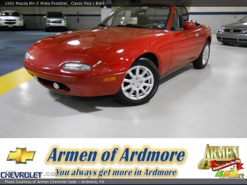 Classic Red / Black 1992 Mazda MX-5 Miata Roadster