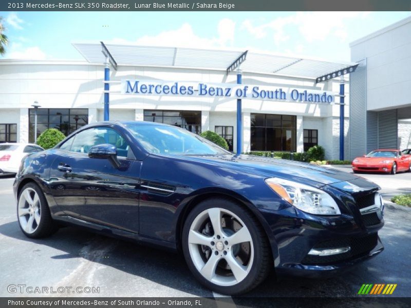 Lunar Blue Metallic / Sahara Beige 2013 Mercedes-Benz SLK 350 Roadster