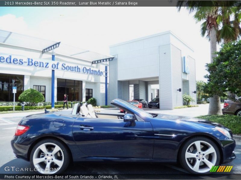 Lunar Blue Metallic / Sahara Beige 2013 Mercedes-Benz SLK 350 Roadster