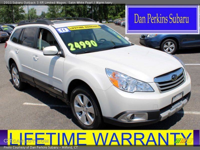 Satin White Pearl / Warm Ivory 2011 Subaru Outback 3.6R Limited Wagon