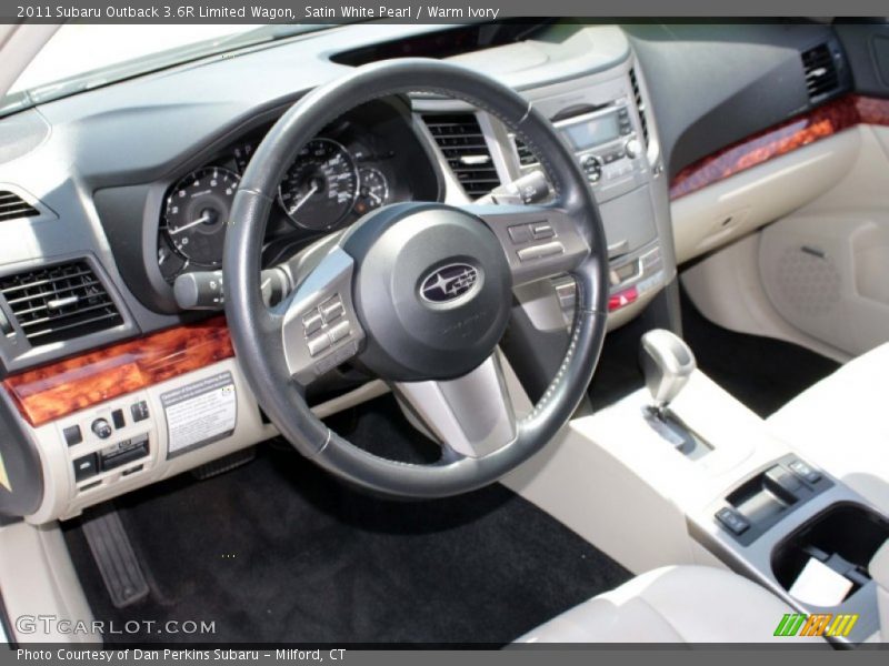 Satin White Pearl / Warm Ivory 2011 Subaru Outback 3.6R Limited Wagon