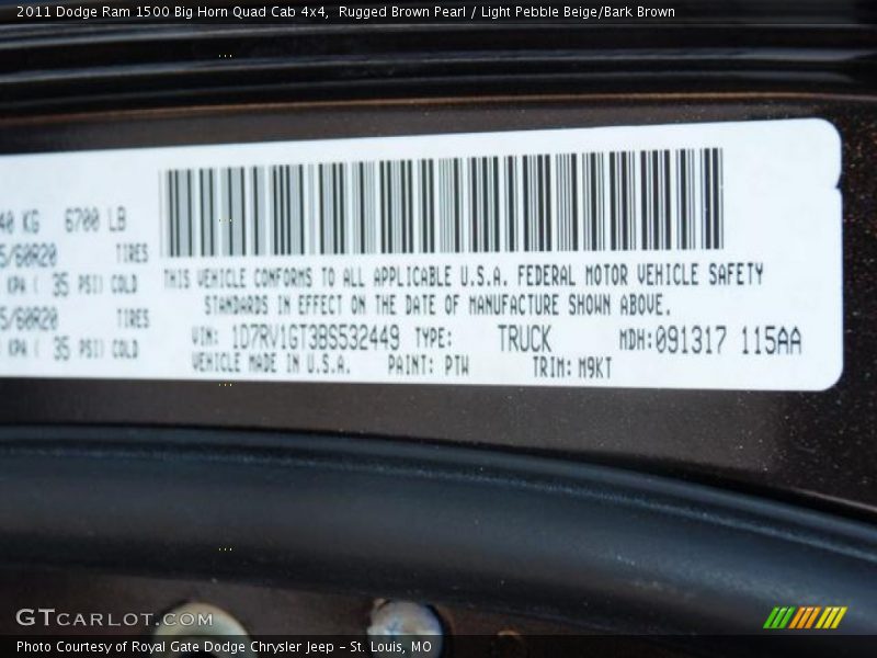 Rugged Brown Pearl / Light Pebble Beige/Bark Brown 2011 Dodge Ram 1500 Big Horn Quad Cab 4x4