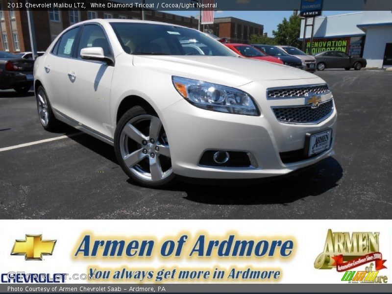 White Diamond Tricoat / Cocoa/Light Neutral 2013 Chevrolet Malibu LTZ