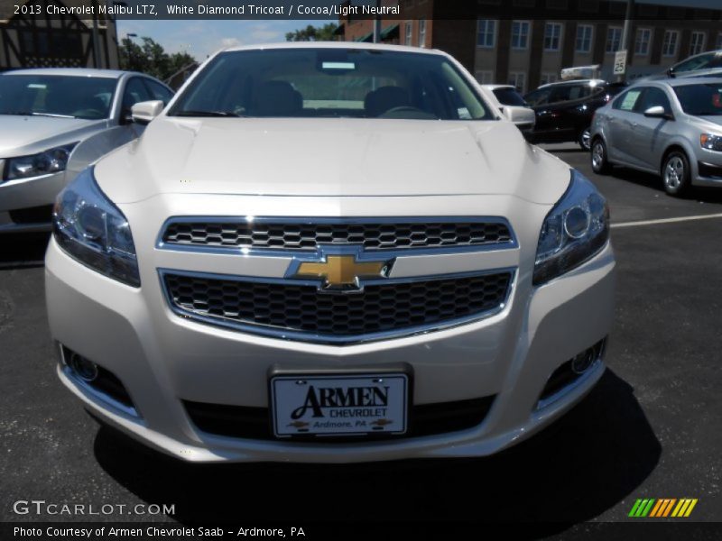 White Diamond Tricoat / Cocoa/Light Neutral 2013 Chevrolet Malibu LTZ