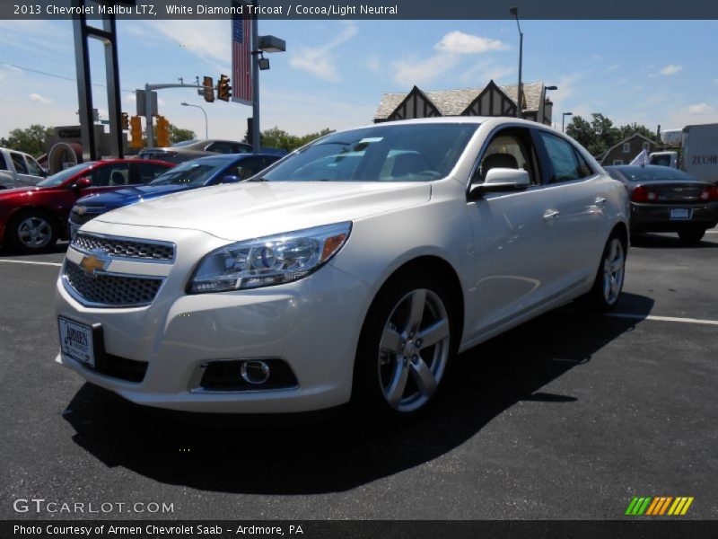 White Diamond Tricoat / Cocoa/Light Neutral 2013 Chevrolet Malibu LTZ