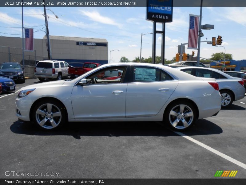 White Diamond Tricoat / Cocoa/Light Neutral 2013 Chevrolet Malibu LTZ