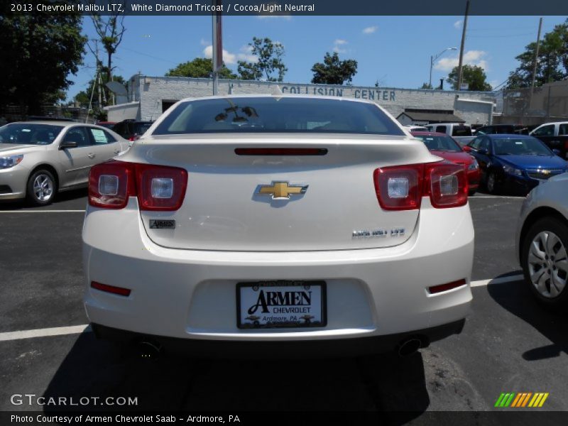 White Diamond Tricoat / Cocoa/Light Neutral 2013 Chevrolet Malibu LTZ