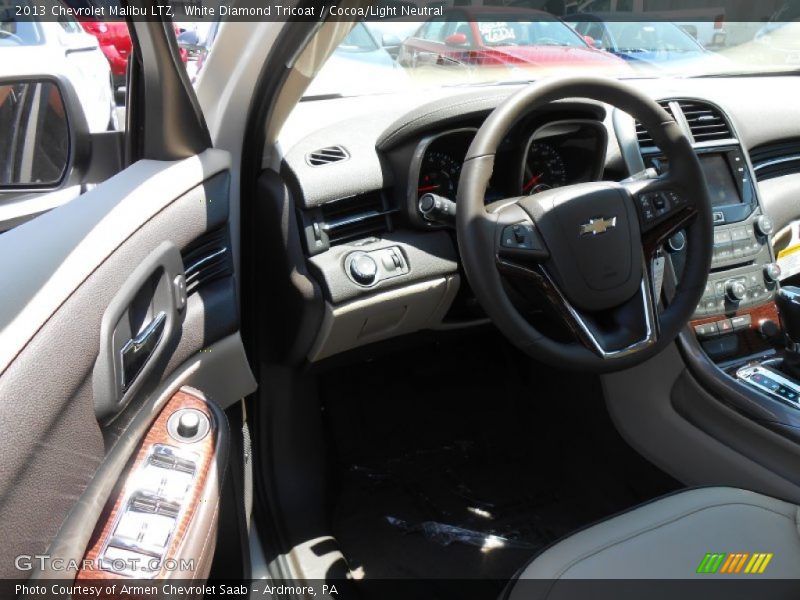 White Diamond Tricoat / Cocoa/Light Neutral 2013 Chevrolet Malibu LTZ