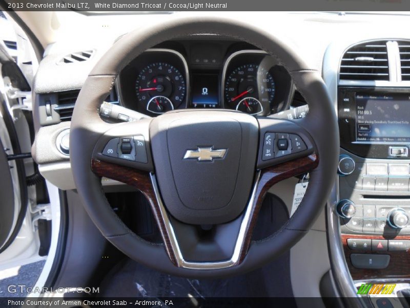 White Diamond Tricoat / Cocoa/Light Neutral 2013 Chevrolet Malibu LTZ