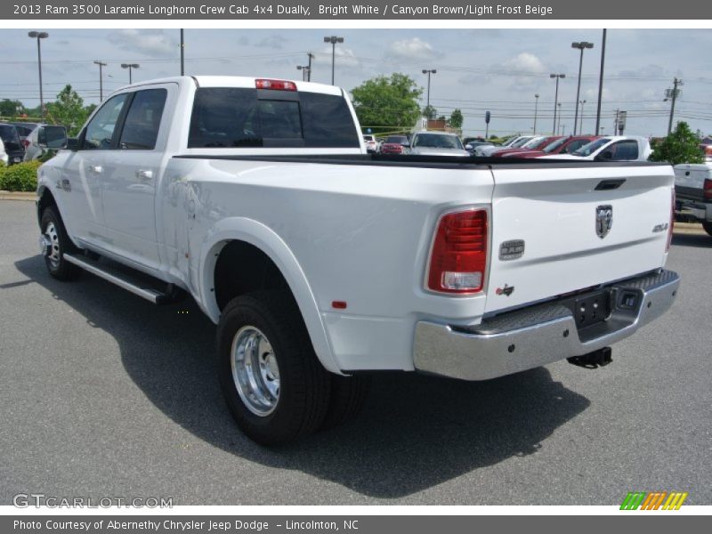 Bright White / Canyon Brown/Light Frost Beige 2013 Ram 3500 Laramie Longhorn Crew Cab 4x4 Dually