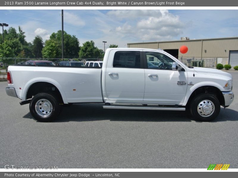 Bright White / Canyon Brown/Light Frost Beige 2013 Ram 3500 Laramie Longhorn Crew Cab 4x4 Dually