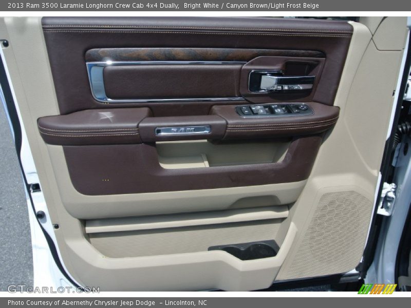 Bright White / Canyon Brown/Light Frost Beige 2013 Ram 3500 Laramie Longhorn Crew Cab 4x4 Dually