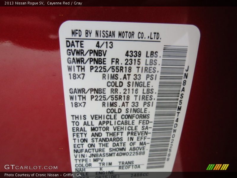 Cayenne Red / Gray 2013 Nissan Rogue SV