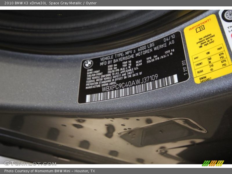 Space Gray Metallic / Oyster 2010 BMW X3 xDrive30i