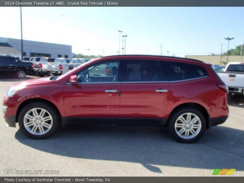Crystal Red Tintcoat / Ebony 2014 Chevrolet Traverse LT AWD