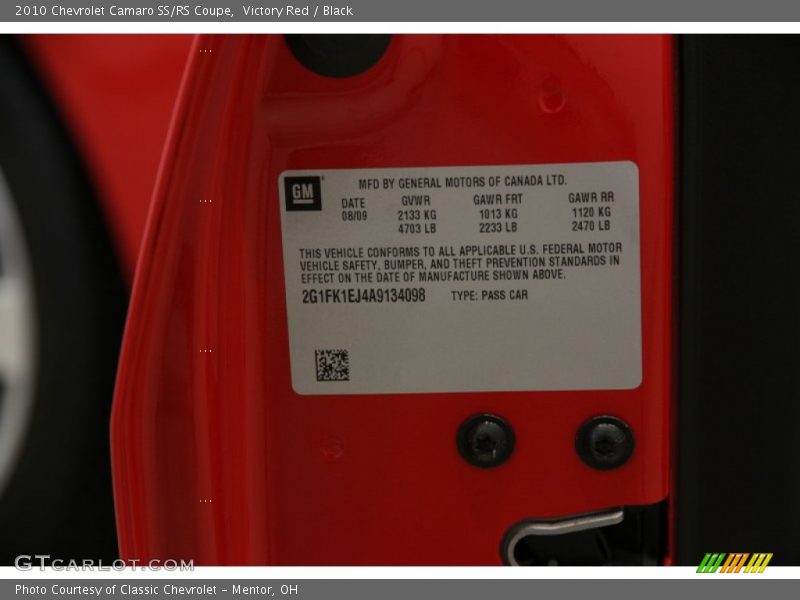Victory Red / Black 2010 Chevrolet Camaro SS/RS Coupe