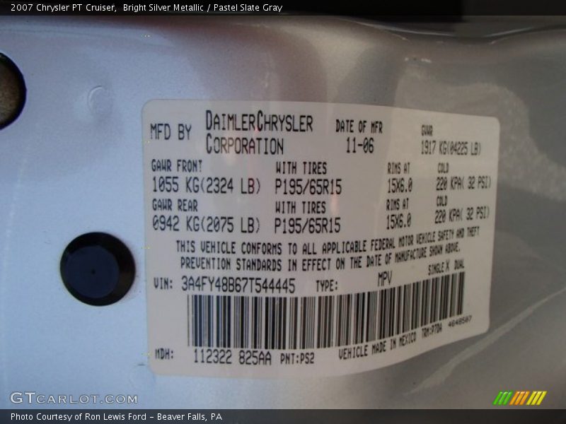 Bright Silver Metallic / Pastel Slate Gray 2007 Chrysler PT Cruiser