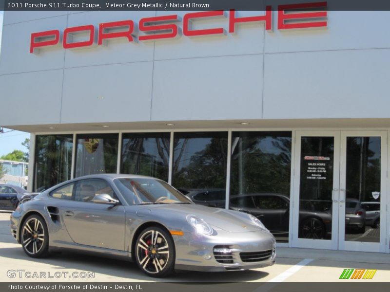 Meteor Grey Metallic / Natural Brown 2011 Porsche 911 Turbo Coupe