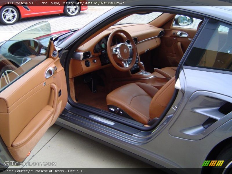 Meteor Grey Metallic / Natural Brown 2011 Porsche 911 Turbo Coupe