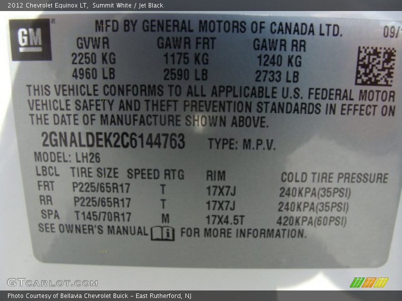Summit White / Jet Black 2012 Chevrolet Equinox LT