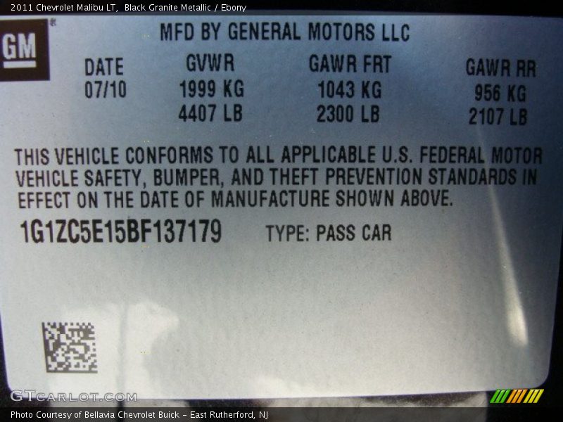 Black Granite Metallic / Ebony 2011 Chevrolet Malibu LT