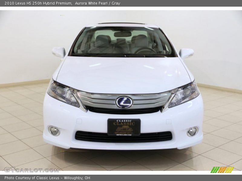 Aurora White Pearl / Gray 2010 Lexus HS 250h Hybrid Premium