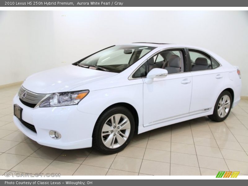 Aurora White Pearl / Gray 2010 Lexus HS 250h Hybrid Premium