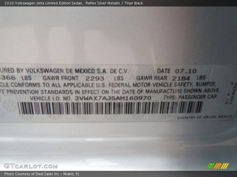 Reflex Silver Metallic / Titan Black 2010 Volkswagen Jetta Limited Edition Sedan