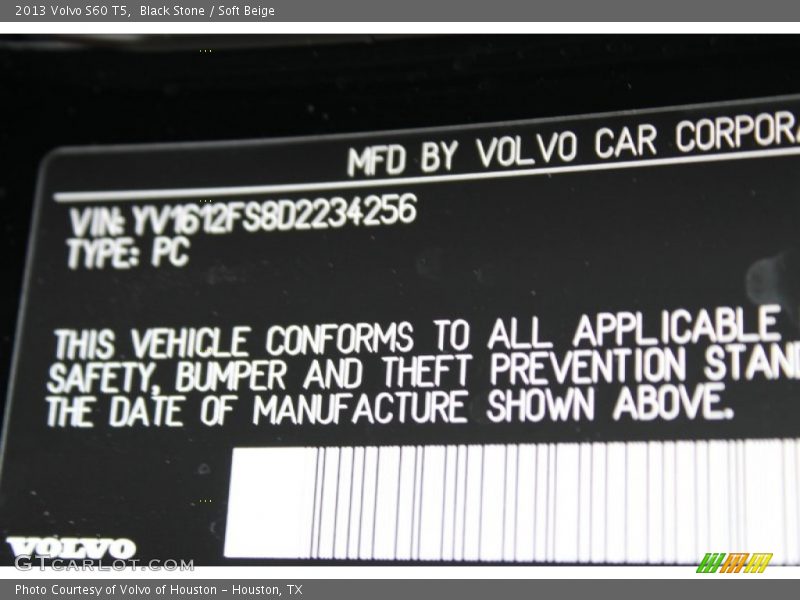 Black Stone / Soft Beige 2013 Volvo S60 T5